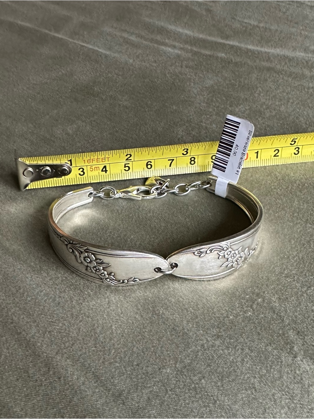 Silver Floral Spoon Bracelet with Chain Extender